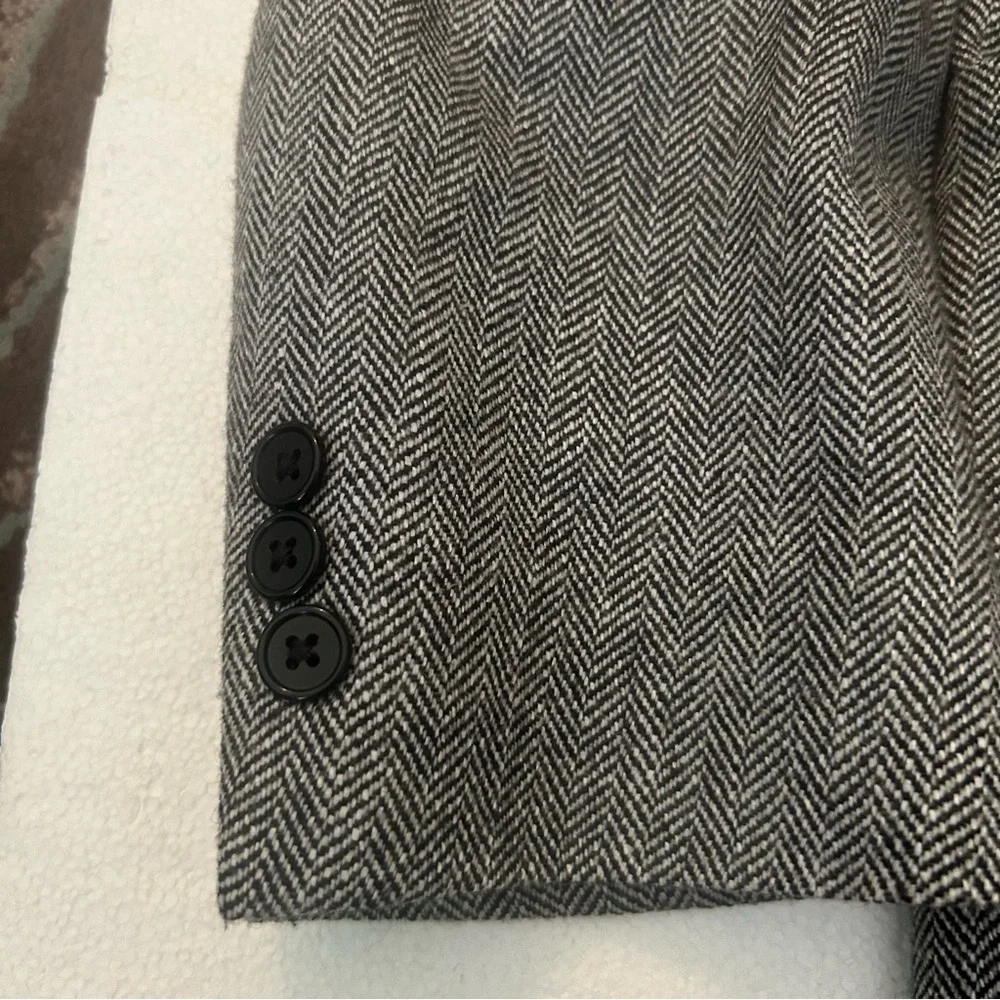 C&R Clothing black white herringbone print 2 button blazer jacket